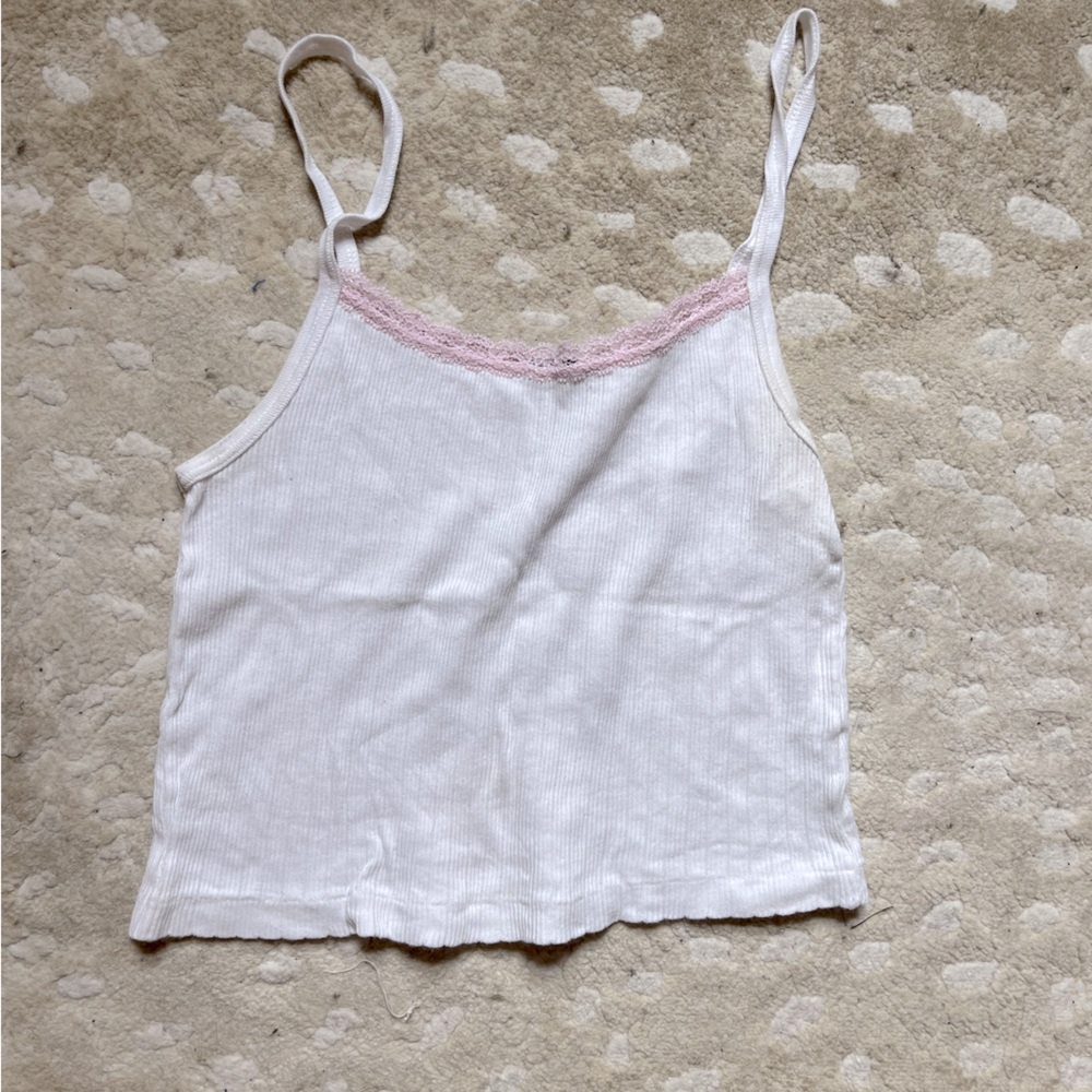 adorable white and pink rare brandy tank